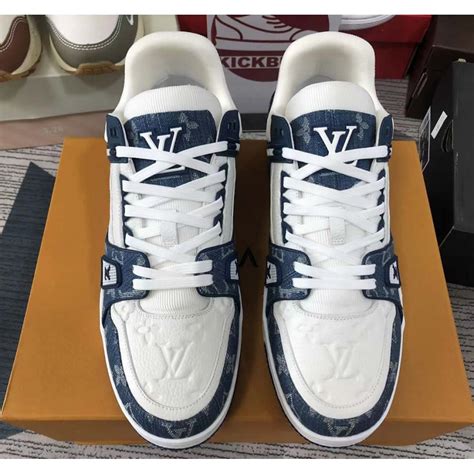 louis vuitton white and blue sneakers|louis vuitton white sneakers women.